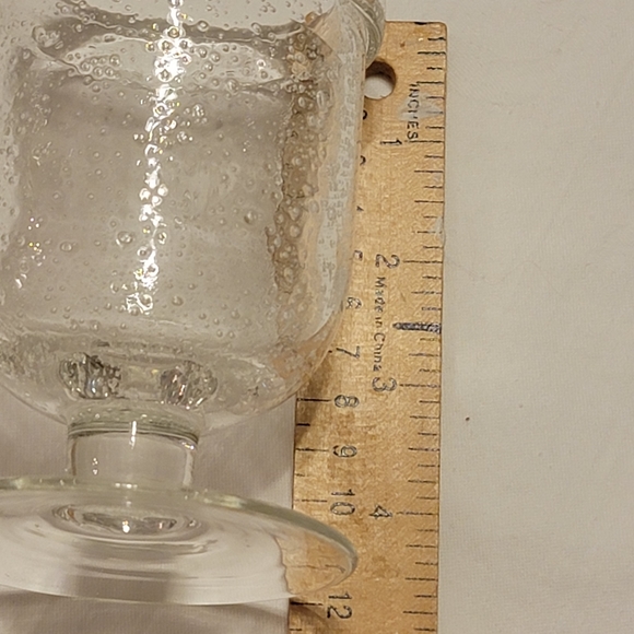 Mexican Handcrafted Vintage Hand Blown Clear Bubble Glass Wine Glass Tequila - Picture 5 of 8